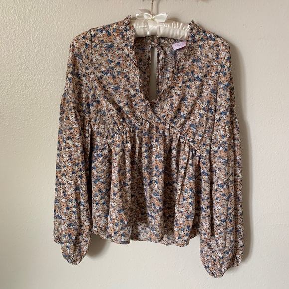 Pink Lily Floral Blouse - Multicolor - Picture 1 of 6
